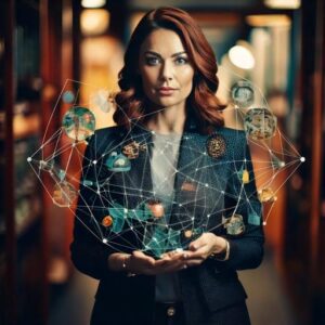 Authentic Personal Brand clarity - woman surrounded by connected elements representing who she is & what she offers to the world Authentic Personal Brand clarity - woman surrounded by connected elements representing who she is & what she offers to the world